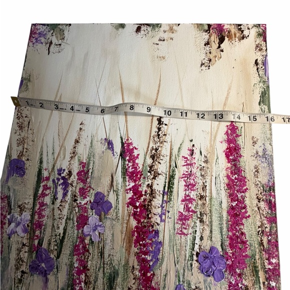 Original Artwork Acrylic’s On Canvas Wid Flowers Pink and Purple Accents 16 x 20 - Picture 10 of 11
